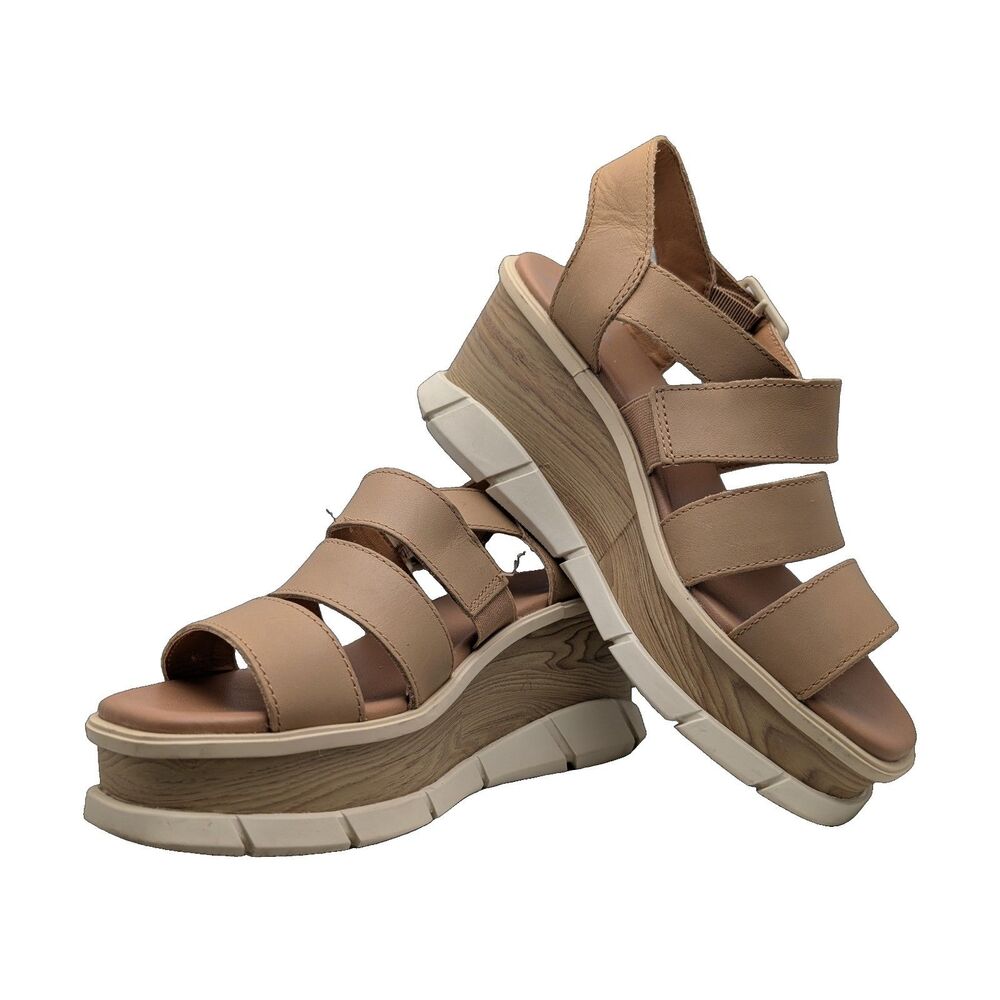 Sorel Joanie Tan Leather Platform Sandals Size Womens 7.5